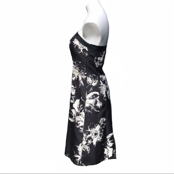 Ann Taylor black white floral off shoulder silk dress  size 4 NEW - Picture 4 of 12